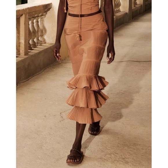 Johanna Ortiz Dresses & Skirts - Johanna Ortiz Midi Ruffle Canela Flavour Pleated Skirt